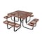 Vestil Square Picnic Table, Brown, Expandable Metal, 80.5 in L PT-MX-ST-46-BN - alternate 1